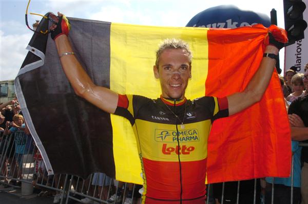 2011 Clasica San Sebastian - Gilbert Holds Belgian Flag