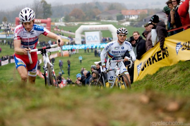 Pauwels and Stybar on the last climb.